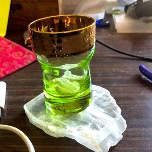 Gold rimmed green glass